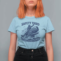 Funny Safety Third Captain Riding Sperm Whale T Shirt For Women Vintage Nautical Ocean Fishing Humor