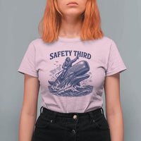Funny Safety Third Captain Riding Sperm Whale T Shirt For Women Vintage Nautical Ocean Fishing Humor