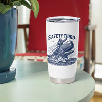 Funny Safety Third Captain Riding Sperm Whale Tumbler Cup Vintage Nautical Ocean Fishing Humor