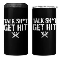 Talk Shit Get Hit Crossed Swords 4 in 1 Can Cooler Tumbler Funny Edgy Combat Sports Attitude