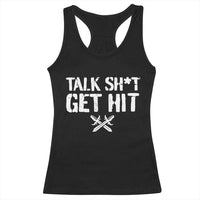 Talk Shit Get Hit Crossed Swords Racerback Tank Top Funny Edgy Combat Sports Attitude