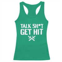 Talk Shit Get Hit Crossed Swords Racerback Tank Top Funny Edgy Combat Sports Attitude