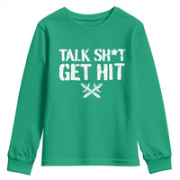 Talk Shit Get Hit Crossed Swords Youth Sweatshirt Funny Edgy Combat Sports Attitude