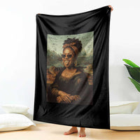 Modern Black Mona Lisa Headwrap Sunglasses Parody Throw Blanket Trendy Urban Fine Art Portrait Graphic