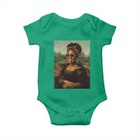 Modern Black Mona Lisa Headwrap Sunglasses Parody Baby Onesie Trendy Urban Fine Art Portrait Graphic