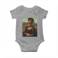 Modern Black Mona Lisa Headwrap Sunglasses Parody Baby Onesie Trendy Urban Fine Art Portrait Graphic