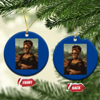 Modern Black Mona Lisa Headwrap Sunglasses Parody Ceramic Ornament Trendy Urban Fine Art Portrait Graphic