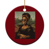 Modern Black Mona Lisa Headwrap Sunglasses Parody Ceramic Ornament Trendy Urban Fine Art Portrait Graphic