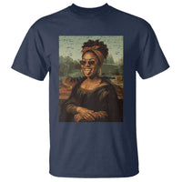 Modern Black Mona Lisa Headwrap Sunglasses Parody T Shirt Trendy Urban Fine Art Portrait Graphic