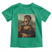 Modern Black Mona Lisa Headwrap Sunglasses Parody Toddler T Shirt Trendy Urban Fine Art Portrait Graphic