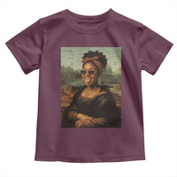 Modern Black Mona Lisa Headwrap Sunglasses Parody Toddler T Shirt Trendy Urban Fine Art Portrait Graphic