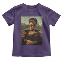 Modern Black Mona Lisa Headwrap Sunglasses Parody Toddler T Shirt Trendy Urban Fine Art Portrait Graphic