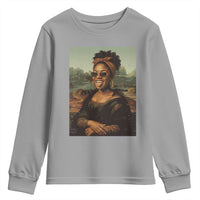 Modern Black Mona Lisa Headwrap Sunglasses Parody Youth Sweatshirt Trendy Urban Fine Art Portrait Graphic