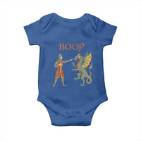 Funny Boop Medieval Knight Poking Dragon Graphic Baby Onesie Vintage Renaissance Faire Fantasy Meme