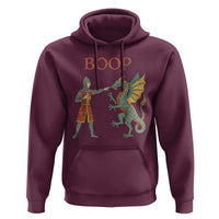 Funny Boop Medieval Knight Poking Dragon Graphic Hoodie Vintage Renaissance Faire Fantasy Meme