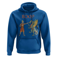 Funny Boop Medieval Knight Poking Dragon Graphic Hoodie Vintage Renaissance Faire Fantasy Meme