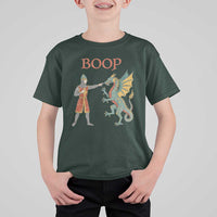Funny Boop Medieval Knight Poking Dragon Graphic T Shirt For Kid Vintage Renaissance Faire Fantasy Meme