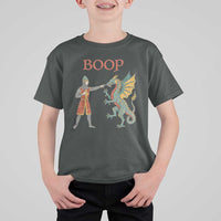 Funny Boop Medieval Knight Poking Dragon Graphic T Shirt For Kid Vintage Renaissance Faire Fantasy Meme