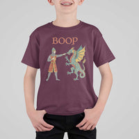 Funny Boop Medieval Knight Poking Dragon Graphic T Shirt For Kid Vintage Renaissance Faire Fantasy Meme