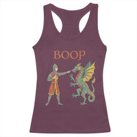 Funny Boop Medieval Knight Poking Dragon Graphic Racerback Tank Top Vintage Renaissance Faire Fantasy Meme