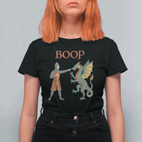 Funny Boop Medieval Knight Poking Dragon Graphic T Shirt For Women Vintage Renaissance Faire Fantasy Meme