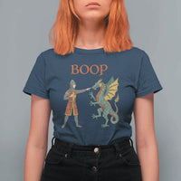 Funny Boop Medieval Knight Poking Dragon Graphic T Shirt For Women Vintage Renaissance Faire Fantasy Meme