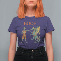 Funny Boop Medieval Knight Poking Dragon Graphic T Shirt For Women Vintage Renaissance Faire Fantasy Meme