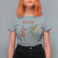 Funny Boop Medieval Knight Poking Dragon Graphic T Shirt For Women Vintage Renaissance Faire Fantasy Meme