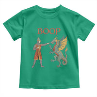 Funny Boop Medieval Knight Poking Dragon Graphic Toddler T Shirt Vintage Renaissance Faire Fantasy Meme