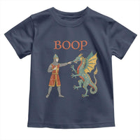 Funny Boop Medieval Knight Poking Dragon Graphic Toddler T Shirt Vintage Renaissance Faire Fantasy Meme