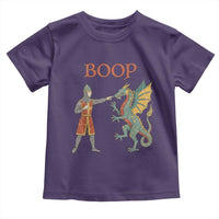 Funny Boop Medieval Knight Poking Dragon Graphic Toddler T Shirt Vintage Renaissance Faire Fantasy Meme