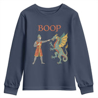Funny Boop Medieval Knight Poking Dragon Graphic Youth Sweatshirt Vintage Renaissance Faire Fantasy Meme