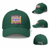 Cute Daycare Teacher Yellow Pencils Graphic Baseball Cap Retro Back to School Childcare Gift
