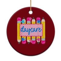 Cute Daycare Teacher Yellow Pencils Graphic Ceramic Ornament Retro Back to School Childcare Gift