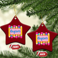 Cute Daycare Teacher Yellow Pencils Graphic Ceramic Ornament Retro Back to School Childcare Gift