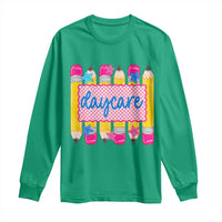 Cute Daycare Teacher Yellow Pencils Graphic Long Sleeve Shirt Retro Back to School Childcare Gift