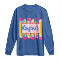 Cute Daycare Teacher Yellow Pencils Graphic Long Sleeve Shirt Retro Back to School Childcare Gift