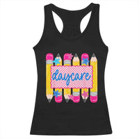 Cute Daycare Teacher Yellow Pencils Graphic Racerback Tank Top Retro Back to School Childcare Gift