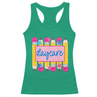 Cute Daycare Teacher Yellow Pencils Graphic Racerback Tank Top Retro Back to School Childcare Gift