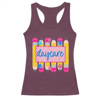 Cute Daycare Teacher Yellow Pencils Graphic Racerback Tank Top Retro Back to School Childcare Gift