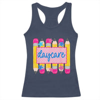 Cute Daycare Teacher Yellow Pencils Graphic Racerback Tank Top Retro Back to School Childcare Gift