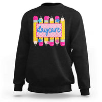 Cute Daycare Teacher Yellow Pencils Graphic Sweatshirt Retro Back to School Childcare Gift