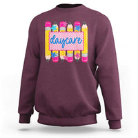 Cute Daycare Teacher Yellow Pencils Graphic Sweatshirt Retro Back to School Childcare Gift