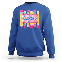 Cute Daycare Teacher Yellow Pencils Graphic Sweatshirt Retro Back to School Childcare Gift