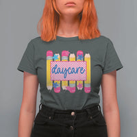 Cute Daycare Teacher Yellow Pencils Graphic T Shirt For Women Retro Back to School Childcare Gift
