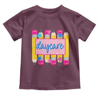 Cute Daycare Teacher Yellow Pencils Graphic Toddler T Shirt Retro Back to School Childcare Gift