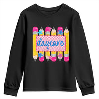 Cute Daycare Teacher Yellow Pencils Graphic Youth Sweatshirt Retro Back to School Childcare Gift