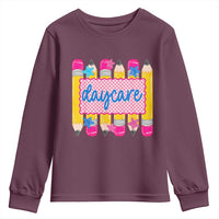 Cute Daycare Teacher Yellow Pencils Graphic Youth Sweatshirt Retro Back to School Childcare Gift