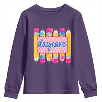 Cute Daycare Teacher Yellow Pencils Graphic Youth Sweatshirt Retro Back to School Childcare Gift