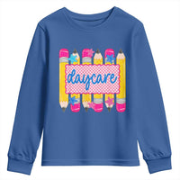 Cute Daycare Teacher Yellow Pencils Graphic Youth Sweatshirt Retro Back to School Childcare Gift